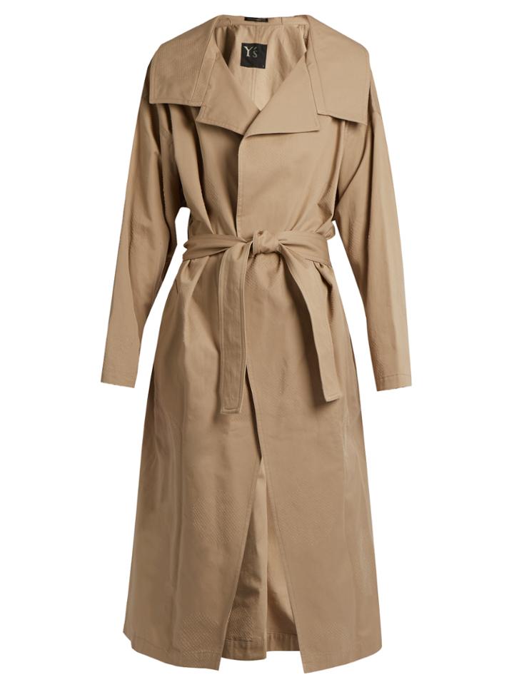 Y's By Yohji Yamamoto Distressed-dot Cotton Trench Coat