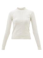 See By Chlo - Frilled High-neck Pointelle-knit Cotton Sweater - Womens - Ivory