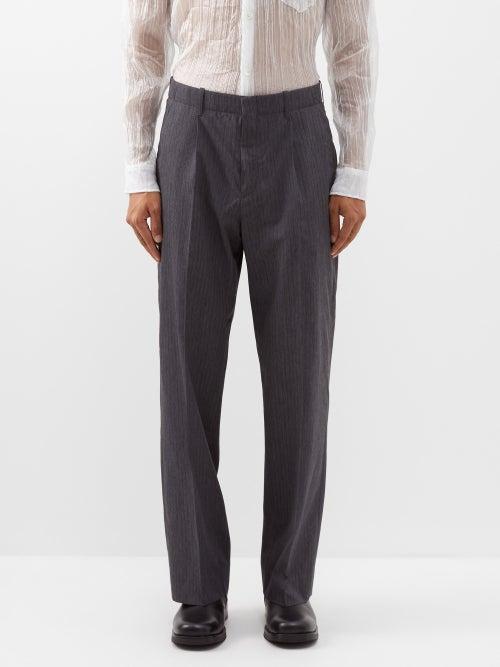 Our Legacy - Borrowed Pinstriped Wool-blend Chinos - Mens - Grey