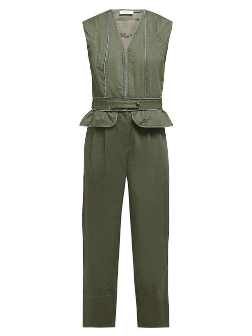 Matchesfashion.com Sea - Romy Quilted Cotton Blend Jumpsuit - Womens - Khaki