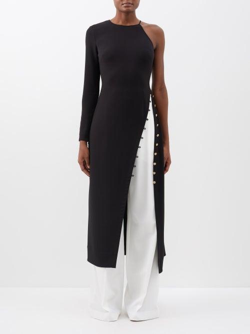 Staud - Zhuri Asymmetric Crepe Dress - Womens - Black
