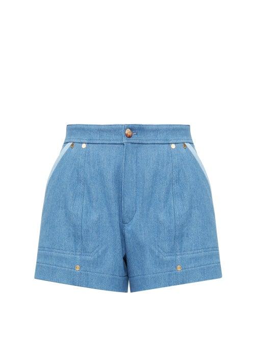 Matchesfashion.com Chlo - High-rise Two-tone Denim Shorts - Womens - Indigo
