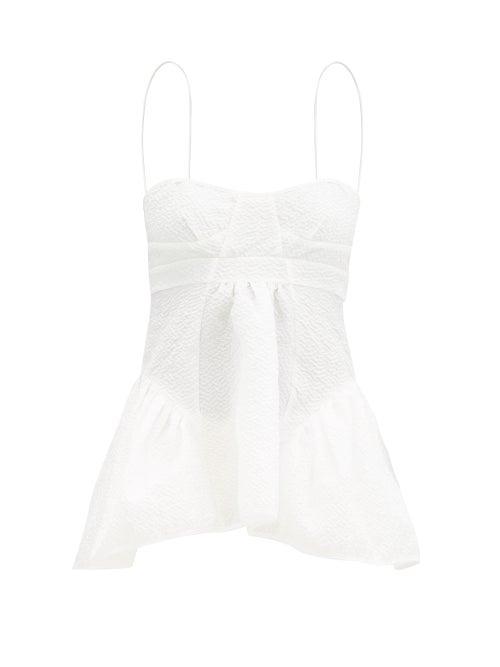 Matchesfashion.com Cecilie Bahnsen - Lavender Frost-cloqu Peplum Top - Womens - White