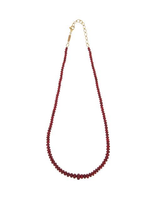 Matchesfashion.com Azlee - Ruby & 18kt Gold Beaded Necklace - Womens - Red
