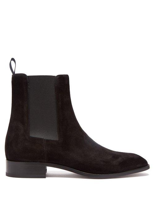 Matchesfashion.com Christian Louboutin - Samson Suede Chelsea Boots - Mens - Black