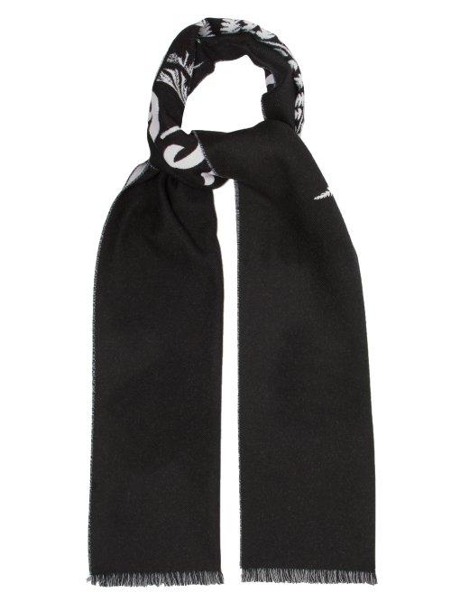 Matchesfashion.com Alexander Mcqueen - Oversized Fern Jacquard Logo Wool Scarf - Mens - Black