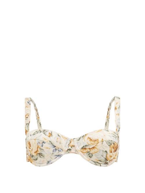 Matchesfashion.com Ephemera - Floral-print Underwired Bikini Top - Womens - Yellow Multi