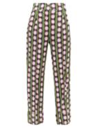 Matchesfashion.com La Doublej - Anna Dot-print Flared Cady Trousers - Womens - Green Print