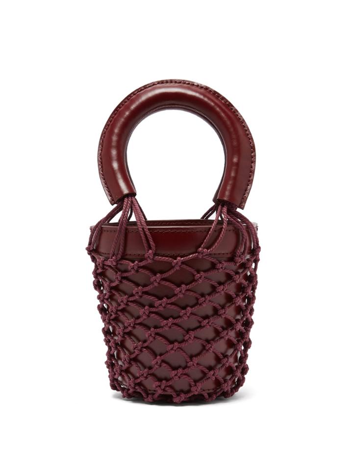Staud Mini Moreau Macram And Leather Bucket Bag