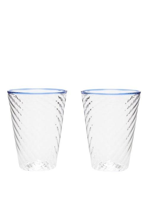 Matchesfashion.com Campbell-rey - X Laguna B Set Of Two Cosima Highball Glasses - Blue Multi