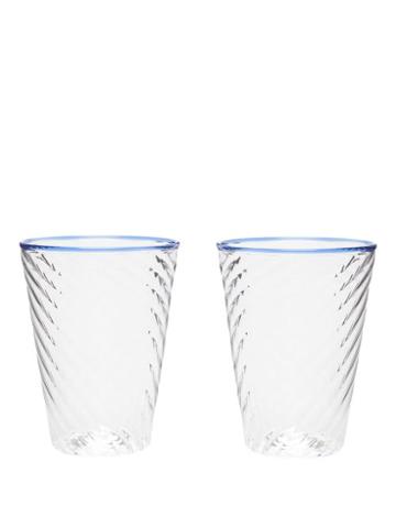 Matchesfashion.com Campbell-rey - X Laguna B Set Of Two Cosima Highball Glasses - Blue Multi