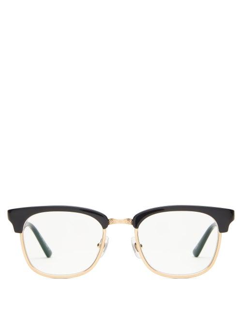 Matchesfashion.com Matsuda - M2040 Square Titanium And Acetate Glasses - Mens - Black Gold