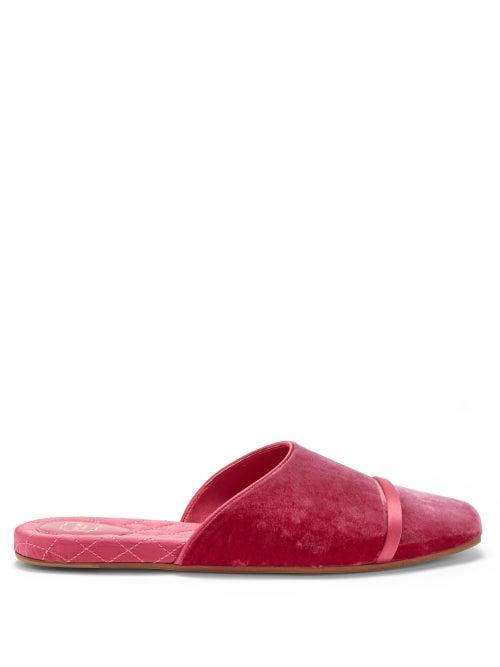 Malone Souliers - Rene Backless Velvet Flats - Womens - Pink