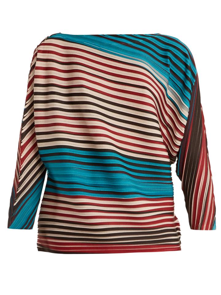 Issey Miyake Striped Pleated Top