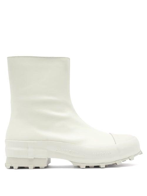 Matchesfashion.com Camperlab - Traktori Zipped Leather And Rubber Ankle Boots - Mens - White