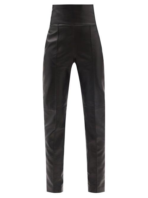 Alexandre Vauthier - High-rise Leather Slim-leg Trousers - Womens - Black