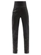 Alexandre Vauthier - High-rise Leather Slim-leg Trousers - Womens - Black