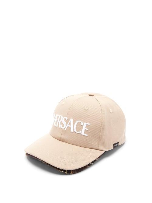 Matchesfashion.com Versace - Logo-embroidered Snake-print Canvas Baseball Cap - Mens - Camel