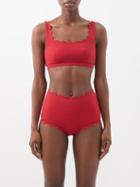 Marysia - Palm Springs Scalloped Bikini Top - Womens - Dark Red
