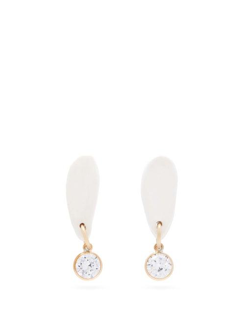 Matchesfashion.com Sonia Boyajian - Crystal And Ceramic 14kt Gold Filled Drop Earrings - Womens - Crystal