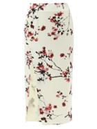 Matchesfashion.com Altuzarra - Edmund Cherry Blossom-print Side-slit Silk Skirt - Womens - Ivory Multi