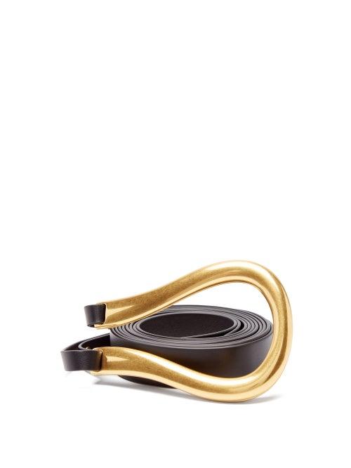Matchesfashion.com Bottega Veneta - Loop Leather Belt - Womens - Black Gold