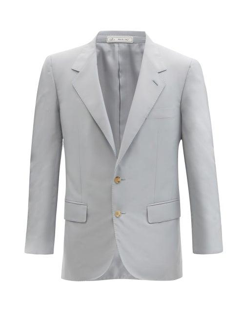 Matchesfashion.com Umit Benan B+ - Richard Single-breasted Silk-twill Suit Jacket - Mens - Light Blue