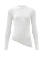 Matchesfashion.com Maison Margiela - Asymmetric-hem Tulle Long-sleeved Top - Womens - Ivory