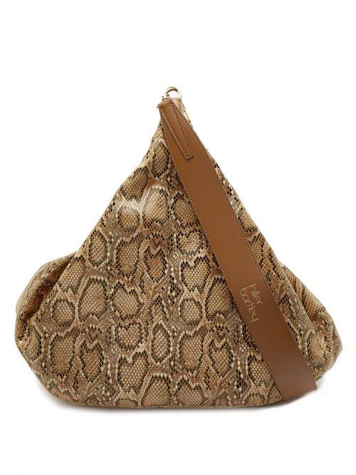 Matchesfashion.com Hillier Bartley - Lantern Snakeskin Effect Faux Leather Bag - Womens - Tan Multi