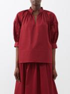Co - Balloon-sleeved Cotton Blouse - Womens - Bordeaux