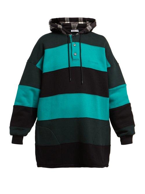 Matchesfashion.com Balenciaga - Striped Cotton Sweatshirt - Womens - Black Green