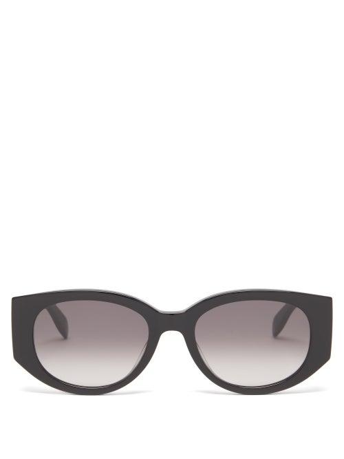 Alexander Mcqueen - Oval Acetate Sunglasses - Womens - Black