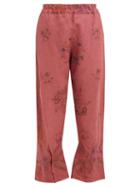 Matchesfashion.com By Walid - Reyzi Floral Embroidered Linen Trousers - Womens - Pink