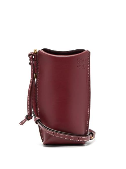 Matchesfashion.com Loewe - Gate Pocket Leather Cross-body Bag - Womens - Burgundy