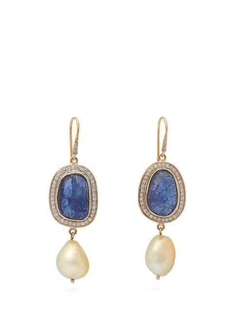 Matchesfashion.com Jade Jagger - Diamond, Tanzanite & 18kt Gold Earrings - Womens - Blue
