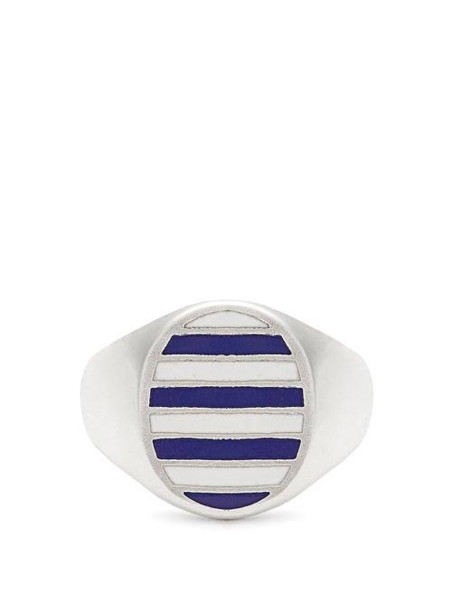 Matchesfashion.com Jessica Biales - Enamel & Sterling-silver Ring - Womens - Blue