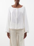 Lee Mathews - Lily Balloon-sleeve Silk-blend Blouse - Womens - Natural