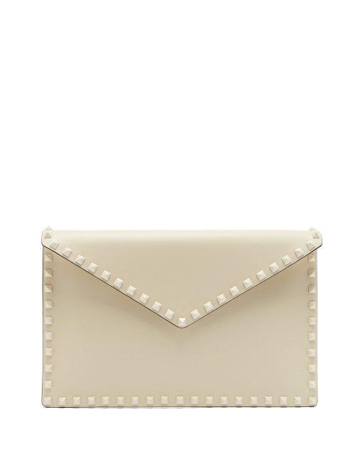 Matchesfashion.com Valentino - Rockstud Leather Pouch - Womens - Ivory