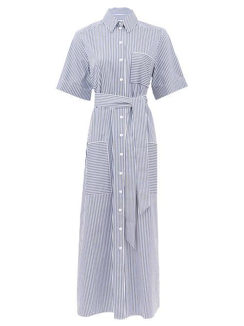 Matchesfashion.com Cefinn - Striped Cotton-poplin Shirt Dress - Womens - Navy White