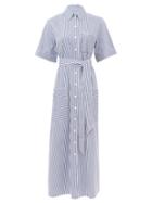 Matchesfashion.com Cefinn - Striped Cotton-poplin Shirt Dress - Womens - Navy White