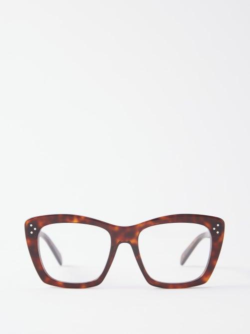 Celine Eyewear - Bold Story Square Tortoiseshell Glasses - Womens - Brown Multi