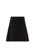 Matchesfashion.com Redvalentino - Metallic Check Wool Blend A Line Skirt - Womens - Navy Multi