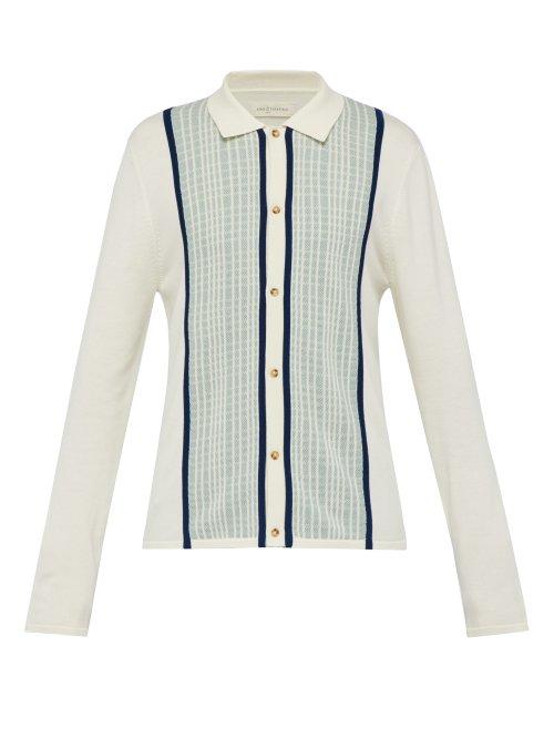 Matchesfashion.com King & Tuckfield - Patterned Merino Knit Shirt - Mens - Cream