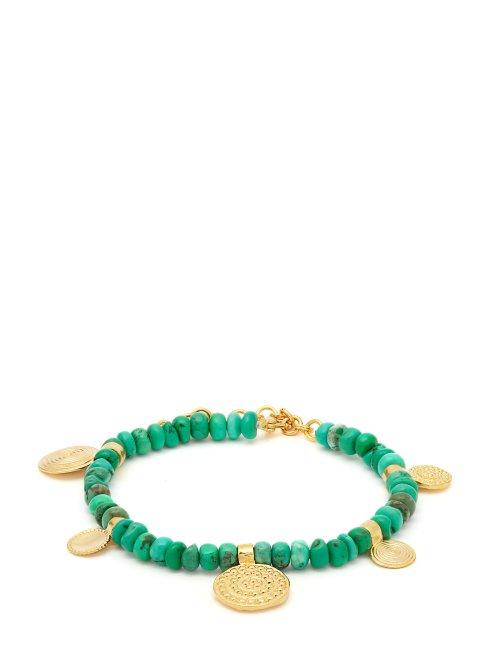 Matchesfashion.com Joelle Kharrat - Moneta Turquoise And Gold Plated Anklet - Womens - Blue