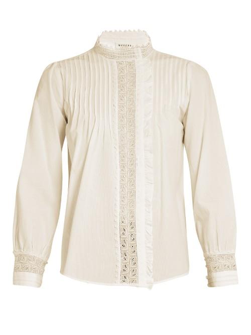 Masscob Hazel Lace-trimmed Cotton Blouse