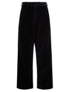 Matchesfashion.com Vetements - X Brioni Wide Leg Velvet Cropped Trousers - Womens - Navy