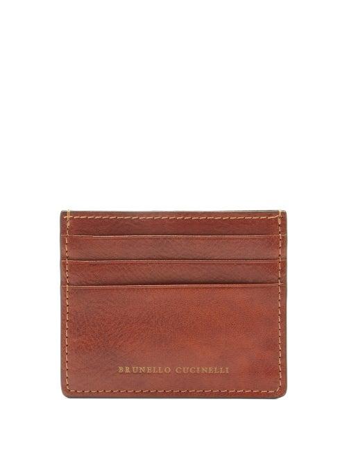 Matchesfashion.com Brunello Cucinelli - Stamped-logo Leather Cardholder - Mens - Brown