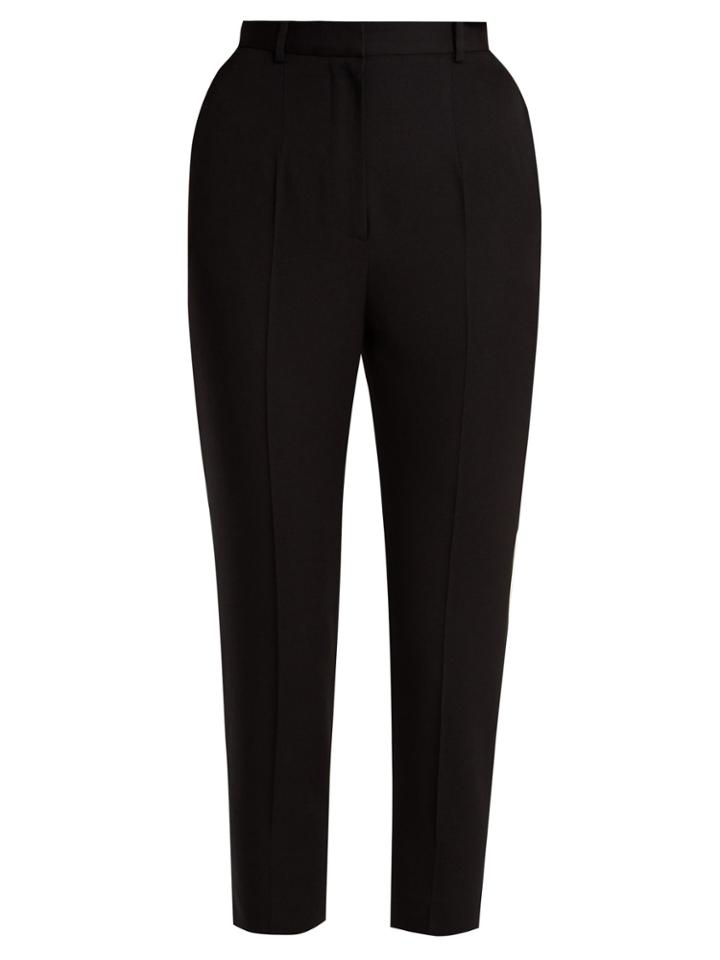 Alexander Mcqueen Leaf High-rise Cigarette-leg Crepe Trousers