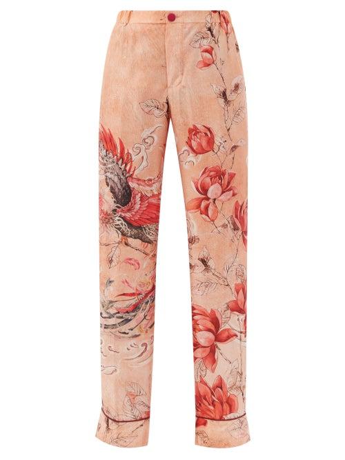Matchesfashion.com F.r.s - For Restless Sleepers - Etere Phoenix-print Silk-satin Trousers - Womens - Pink Print
