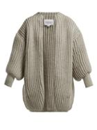Matchesfashion.com I Love Mr Mittens - Kolette Oversized Fisherman Knit Wool Cardigan - Womens - Light Grey